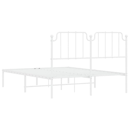 White Metal Bed Frame with Headboard, 135x190cm - No Mattress