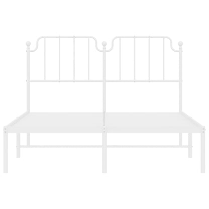 Elegant White Metal Bed Frame with Headboard 140x190cm