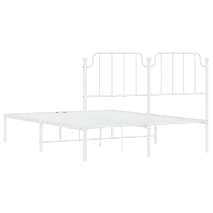 Elegant White Metal Bed Frame with Headboard 140x190cm
