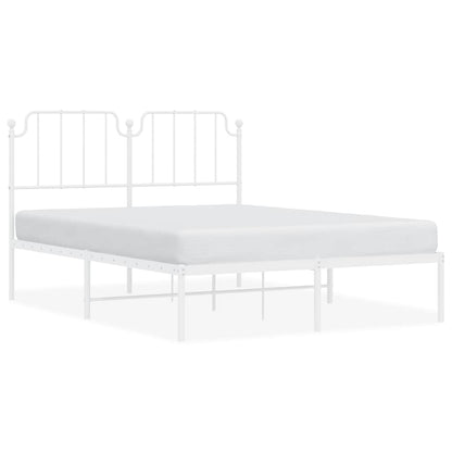 White Metal Bed Frame with Headboard 150x200cm - No Mattress