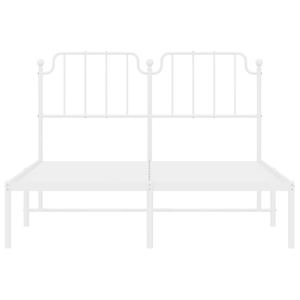 White Metal Bed Frame with Headboard 150x200cm - No Mattress