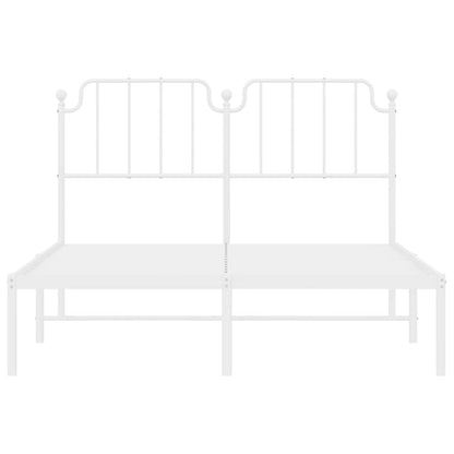 White Metal Bed Frame with Headboard 150x200cm - No Mattress