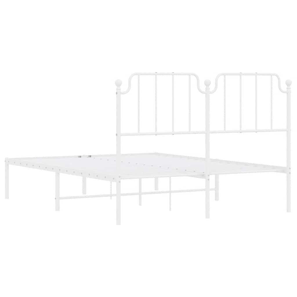 White Metal Bed Frame with Headboard 150x200cm - No Mattress