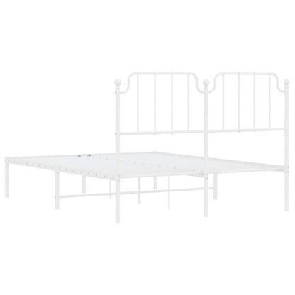 White Metal Bed Frame with Headboard 150x200cm - No Mattress