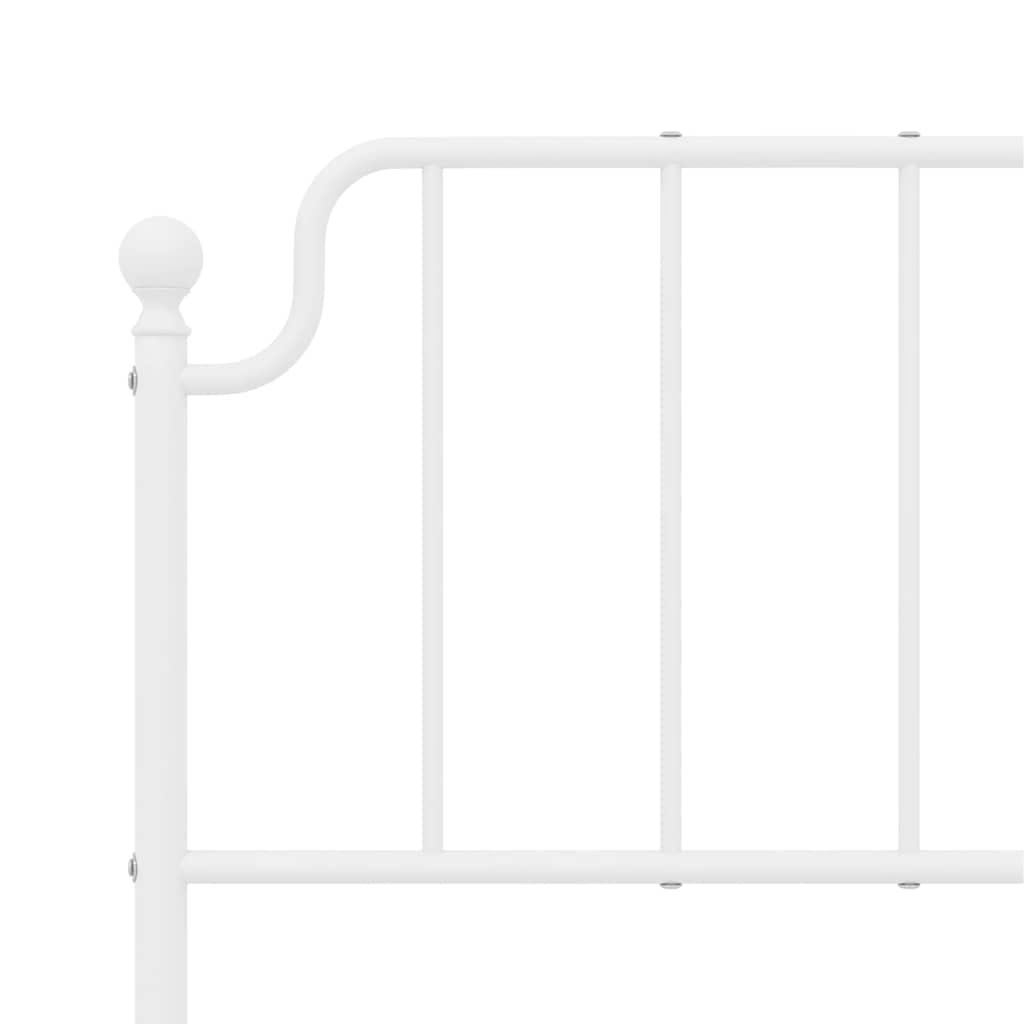 White Metal Bed Frame with Headboard 150x200cm - No Mattress