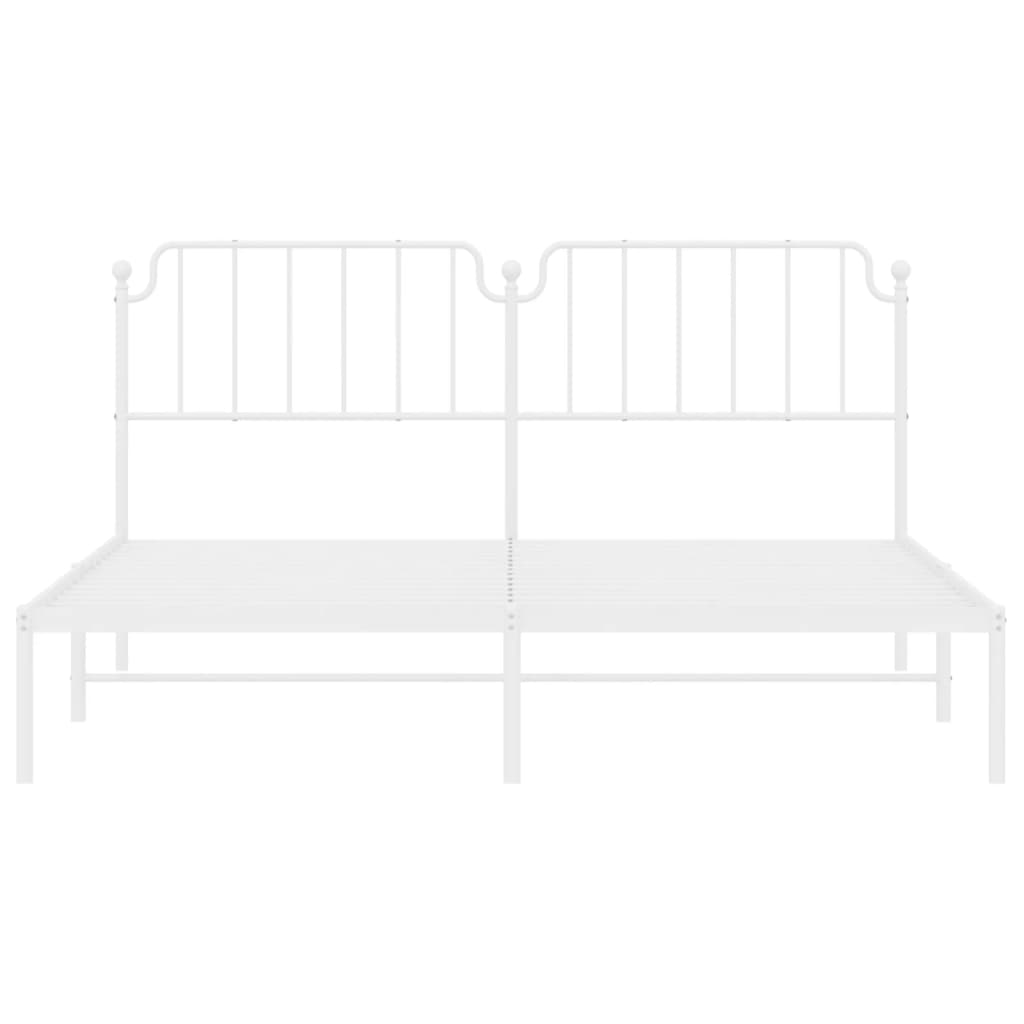 White Metal Bed Frame with Headboard 180x200cm, No Mattress