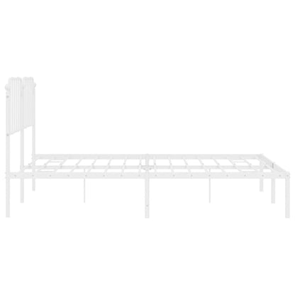 White Metal Bed Frame with Headboard 180x200cm, No Mattress