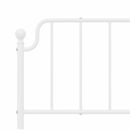 White Metal Bed Frame with Headboard 180x200cm, No Mattress