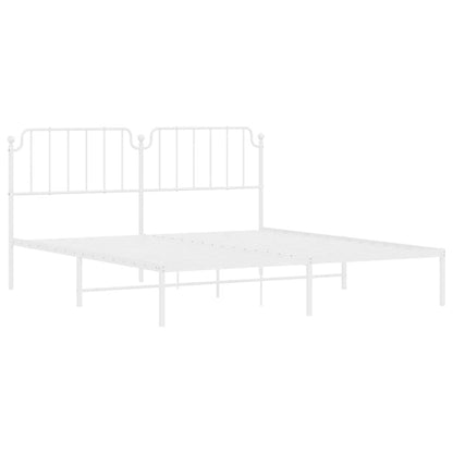 White Metal Bed Frame with Headboard - 183x213cm (No Mattress)
