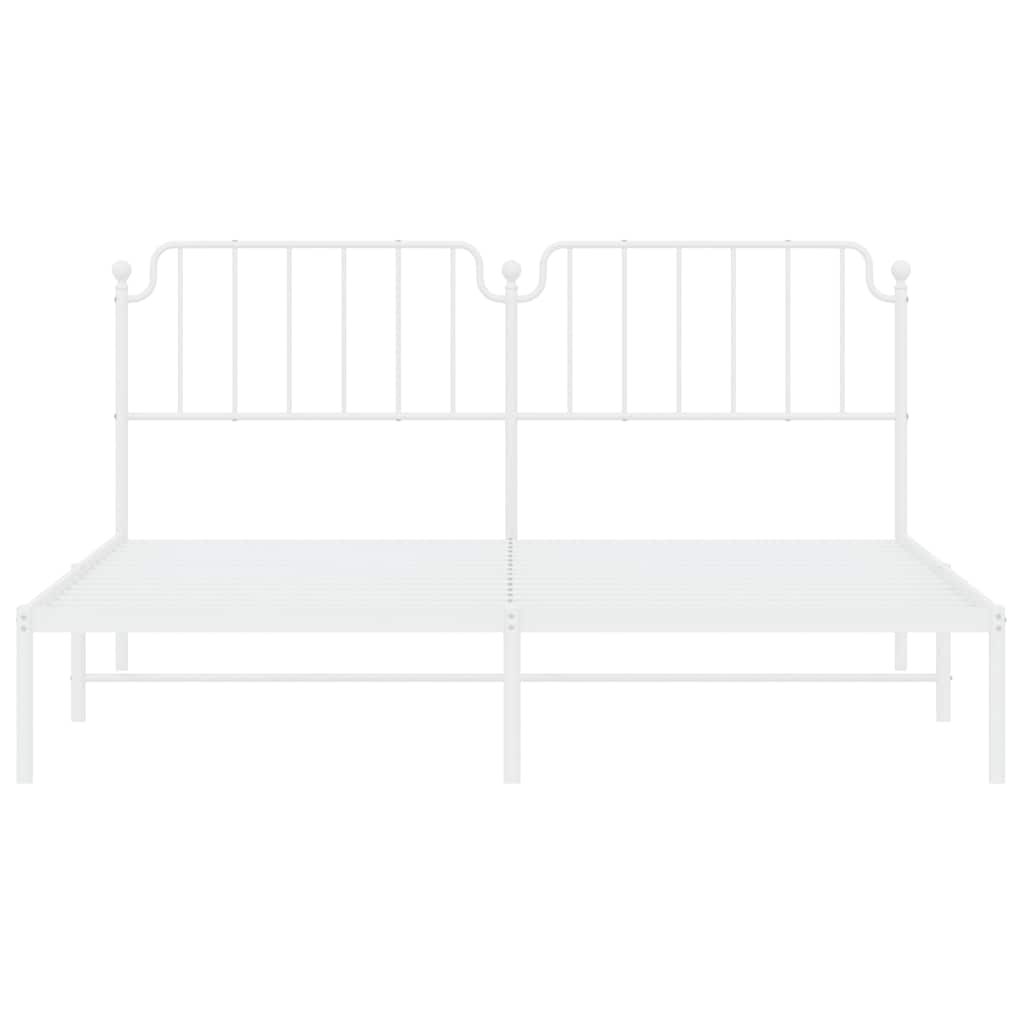 White Metal Bed Frame with Headboard - 183x213cm (No Mattress)