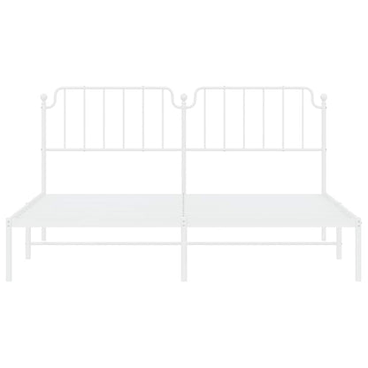 White Metal Bed Frame with Headboard - 183x213cm (No Mattress)