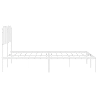 White Metal Bed Frame with Headboard - 183x213cm (No Mattress)