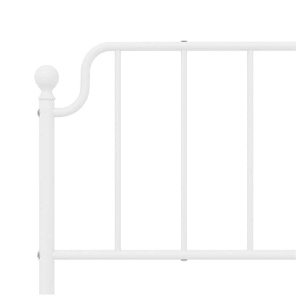 White Metal Bed Frame with Headboard - 183x213cm (No Mattress)