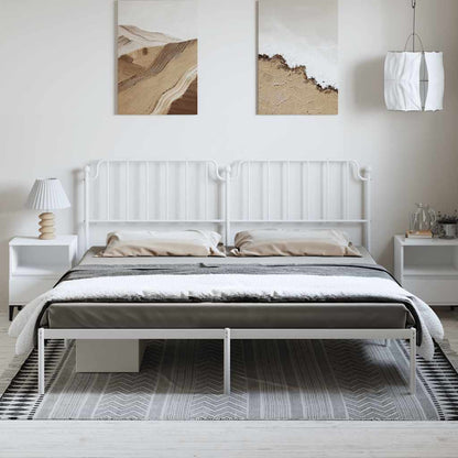 Elegant White Metal Bed Frame with Headboard, 193x203cm