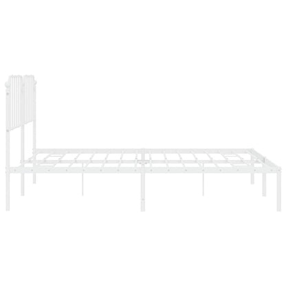 Elegant White Metal Bed Frame with Headboard, 193x203cm