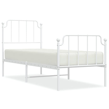 Elegant White Metal Bed Frame with Footboard - 80x200cm