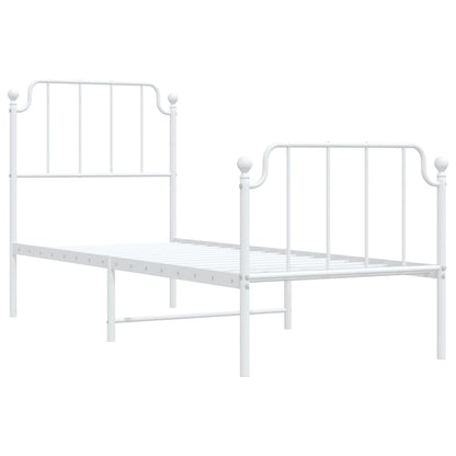 Elegant White Metal Bed Frame with Footboard - 80x200cm