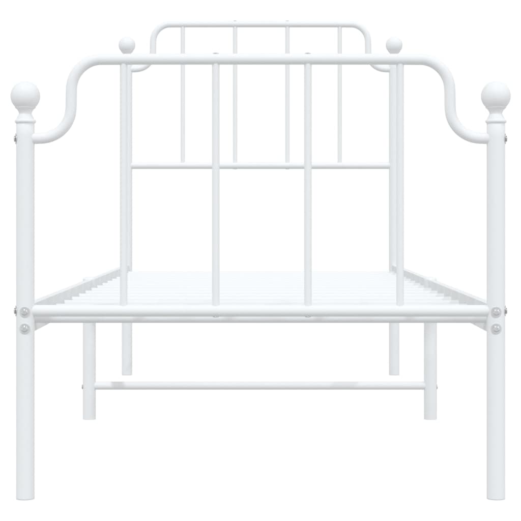 Elegant White Metal Bed Frame with Footboard - 80x200cm