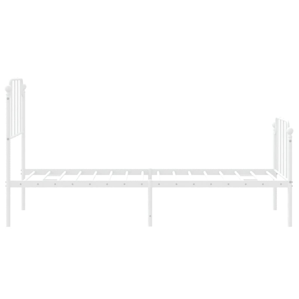 Elegant White Metal Bed Frame with Footboard - 80x200cm
