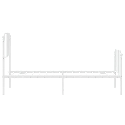 Elegant White Metal Bed Frame with Footboard - 80x200cm