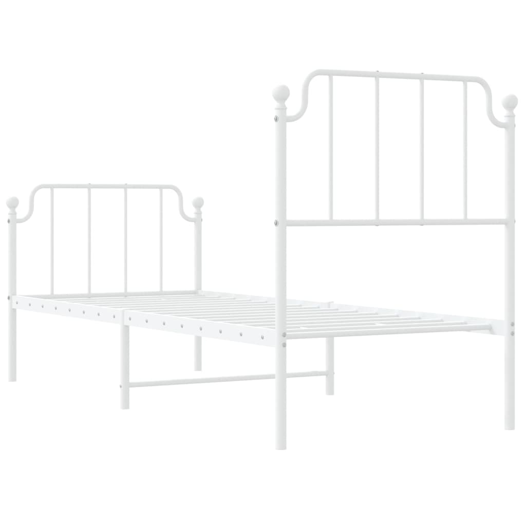 Elegant White Metal Bed Frame with Footboard - 80x200cm