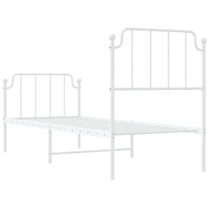 Elegant White Metal Bed Frame with Footboard - 80x200cm