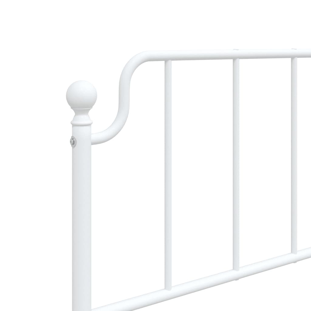 Elegant White Metal Bed Frame with Footboard - 80x200cm