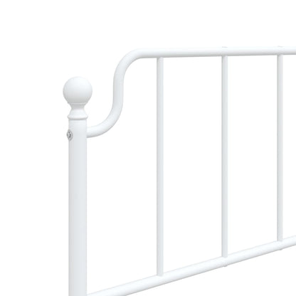 Elegant White Metal Bed Frame with Footboard - 80x200cm