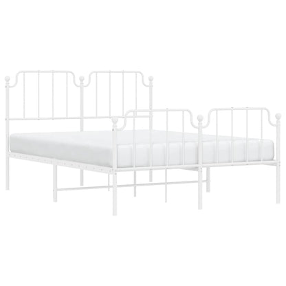 White Metal Bed Frame with Footboard – 135x190cm Sturdy Design