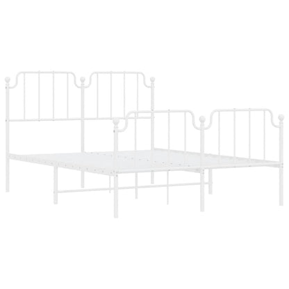 White Metal Bed Frame with Footboard – 135x190cm Sturdy Design