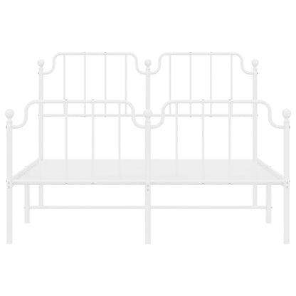 White Metal Bed Frame with Footboard – 135x190cm Sturdy Design