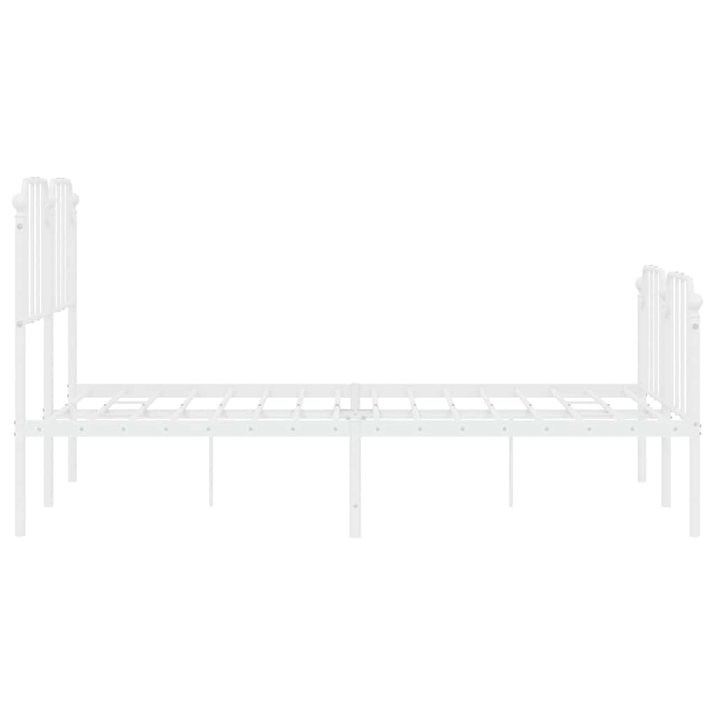 White Metal Bed Frame with Footboard – 135x190cm Sturdy Design