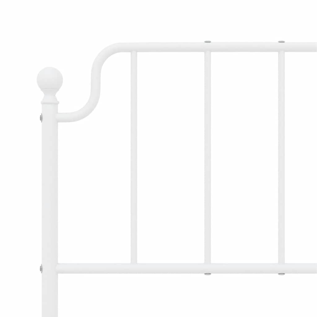 White Metal Bed Frame with Footboard – 135x190cm Sturdy Design