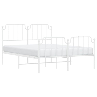 White Metal Bed Frame with Footboard 140x200 cm - Sturdy Design