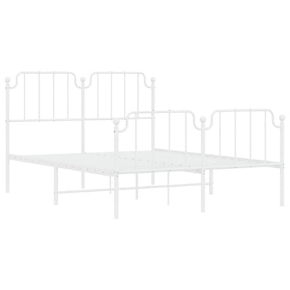 White Metal Bed Frame with Footboard 140x200 cm - Sturdy Design