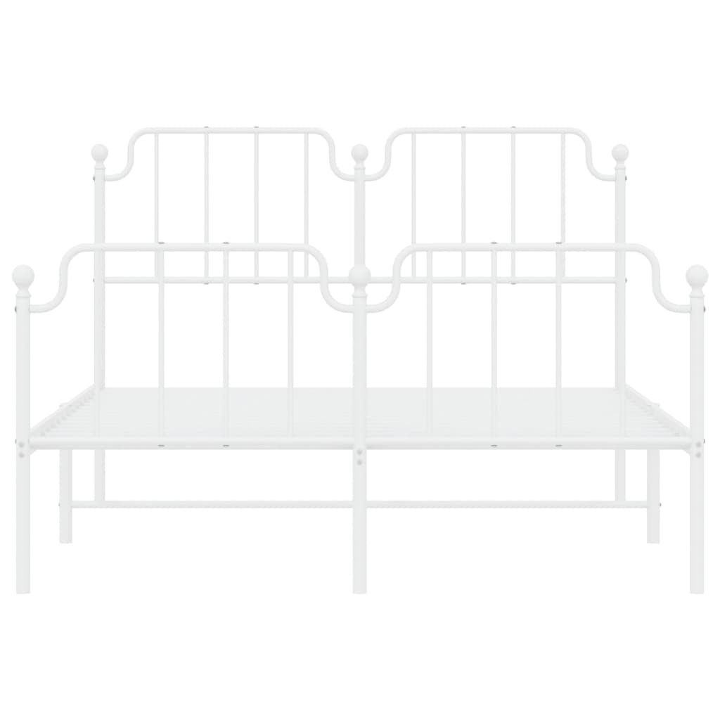 White Metal Bed Frame with Footboard 140x200 cm - Sturdy Design