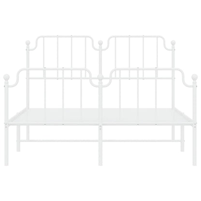 White Metal Bed Frame with Footboard 140x200 cm - Sturdy Design