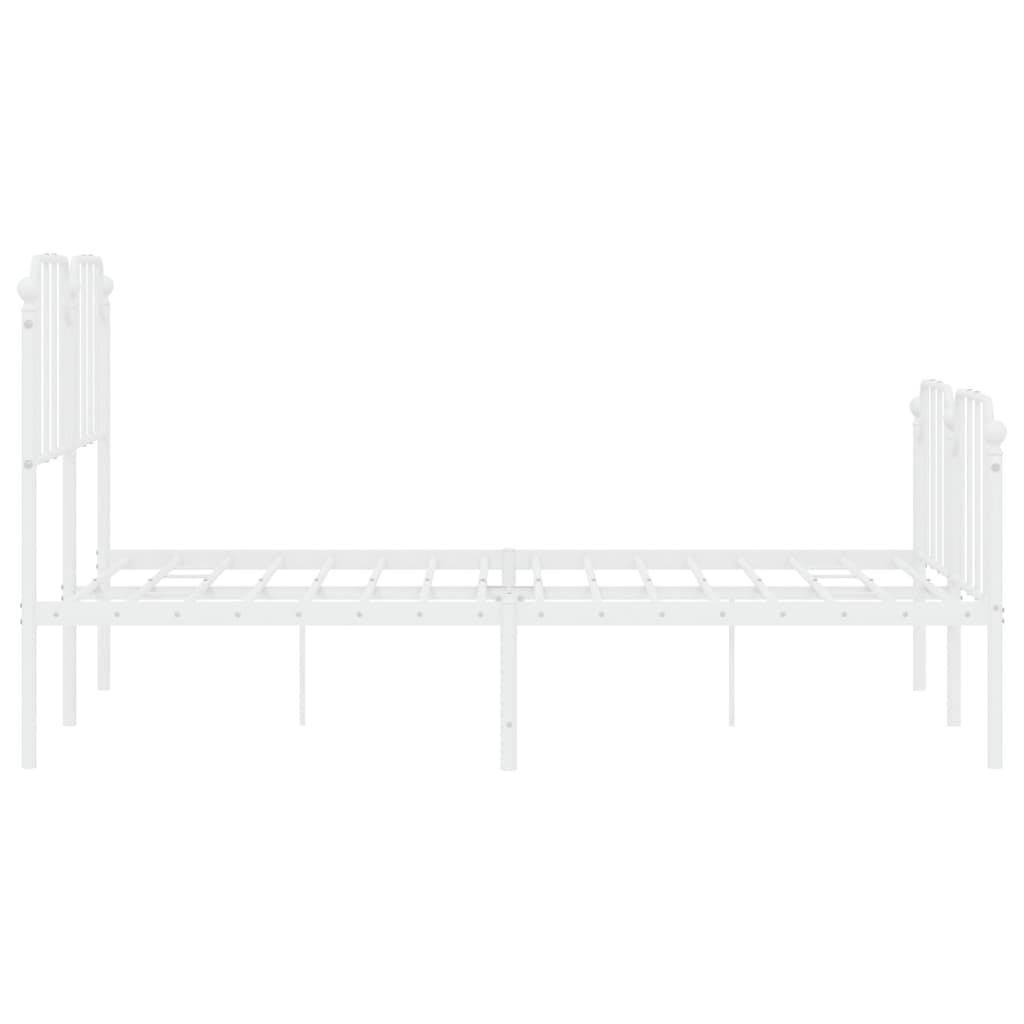 White Metal Bed Frame with Footboard 140x200 cm - Sturdy Design