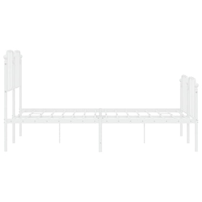 White Metal Bed Frame with Footboard 140x200 cm - Sturdy Design