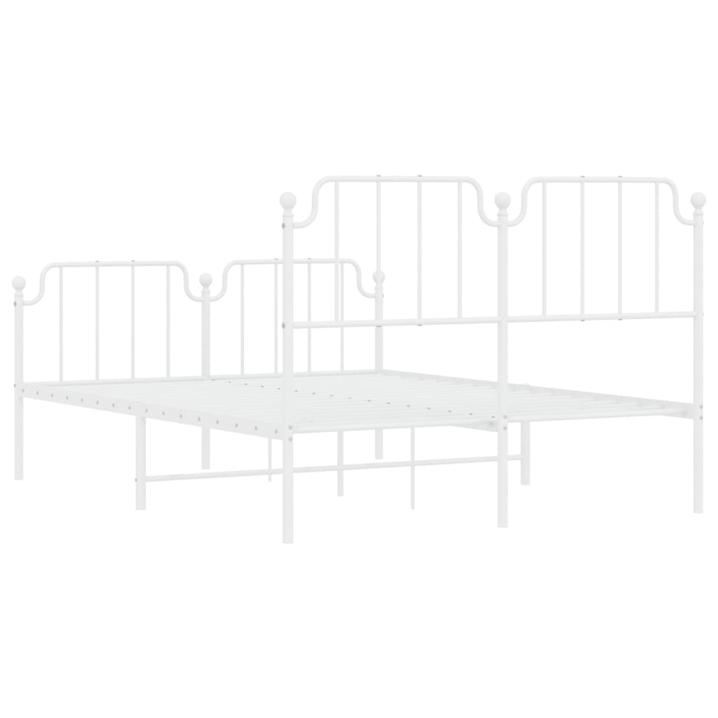 White Metal Bed Frame with Footboard 140x200 cm - Sturdy Design
