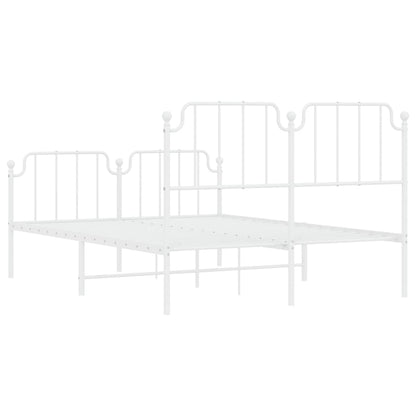 White Metal Bed Frame with Footboard 140x200 cm - Sturdy Design