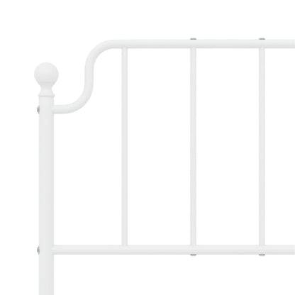 White Metal Bed Frame with Footboard 140x200 cm - Sturdy Design