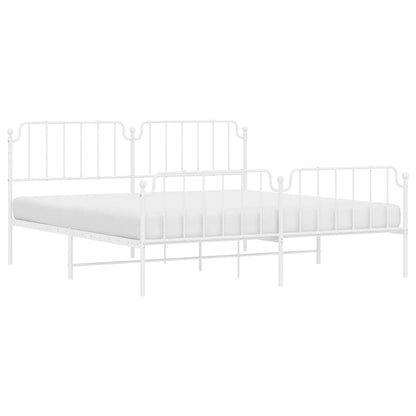 White Metal Bed Frame with Footboard - 193x203cm