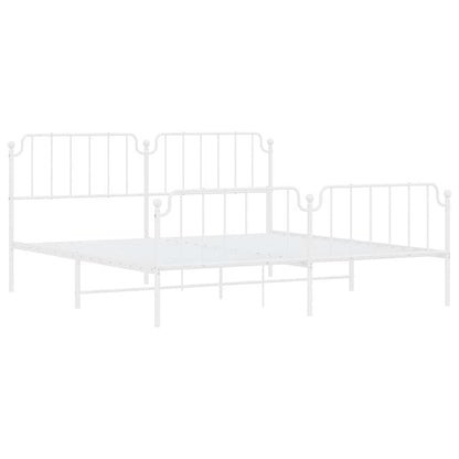 White Metal Bed Frame with Footboard - 193x203cm