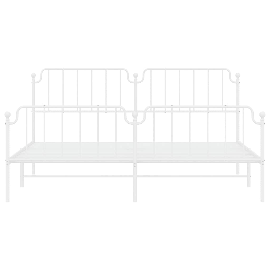 White Metal Bed Frame with Footboard - 193x203cm