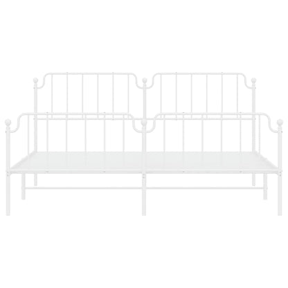 White Metal Bed Frame with Footboard - 193x203cm