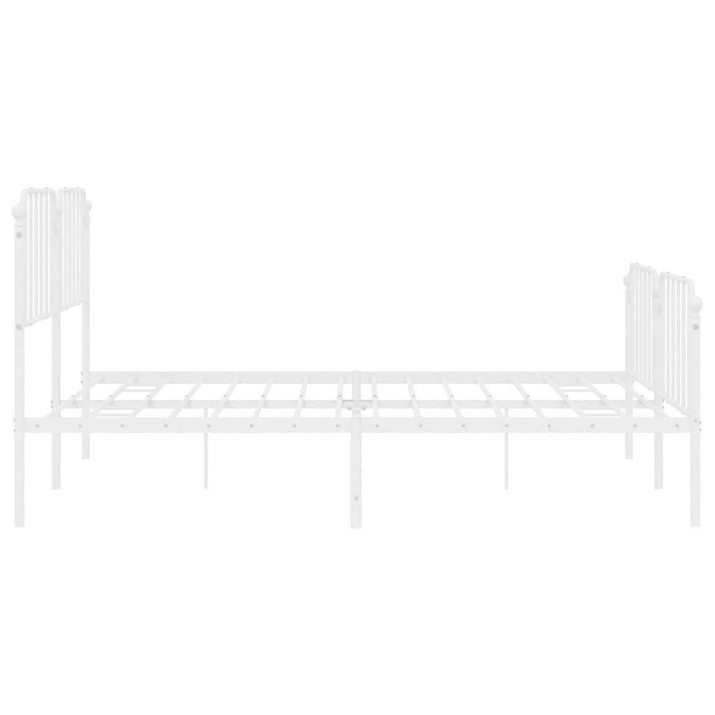 White Metal Bed Frame with Footboard - 193x203cm