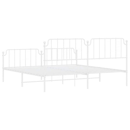 White Metal Bed Frame with Footboard - 193x203cm