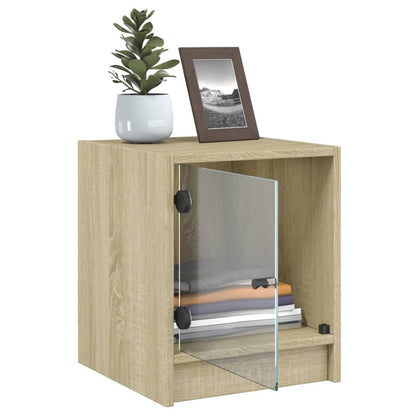 Sonoma Oak Bedside Cabinets with Glass Doors, 2 Pcs, 35x37x42 cm