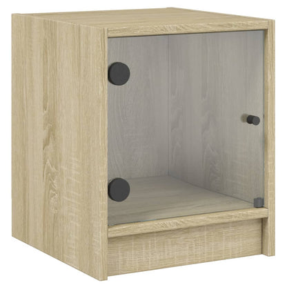 Sonoma Oak Bedside Cabinets with Glass Doors, 2 Pcs, 35x37x42 cm